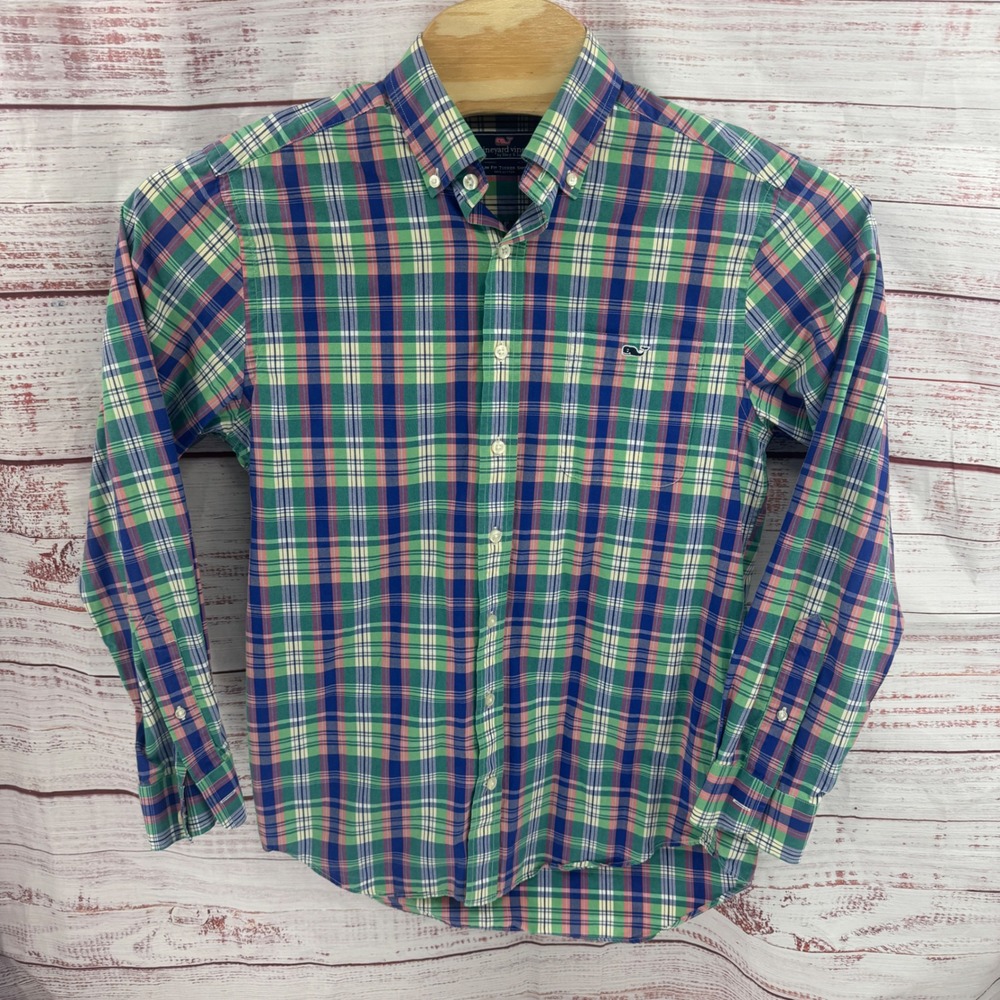 Vineyard Vines Shirt Mens Medium Slim Fit Tucker Plaid Long Sleeve Casual Preppy